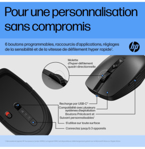 HP Souris silencieuse rechargeable 710 Souris silencieuse rechargeable HP 710  (6E6F2AA)