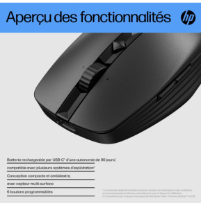 HP Souris silencieuse rechargeable 710 Souris silencieuse rechargeable HP 710  (6E6F2AA)