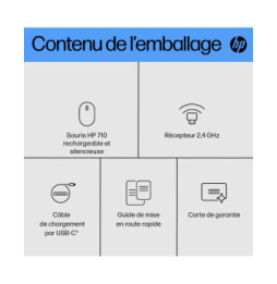 HP Souris silencieuse rechargeable 710 Souris silencieuse rechargeable HP 710  (6E6F2AA)