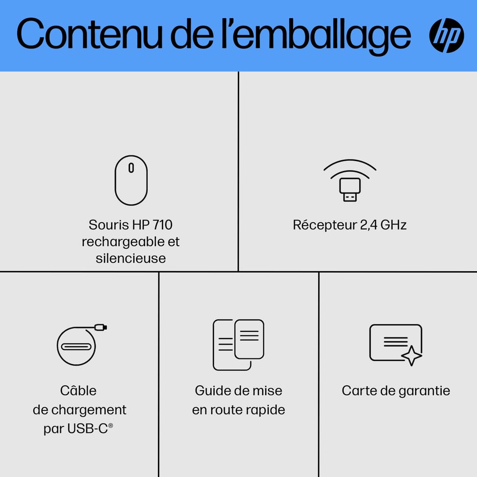 HP Souris silencieuse rechargeable 710 Souris silencieuse rechargeable HP 710  (6E6F2AA) — image 22