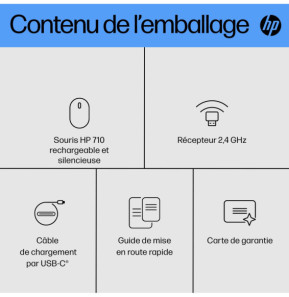 HP Souris silencieuse rechargeable 710 Souris silencieuse rechargeable HP 710  (6E6F2AA)