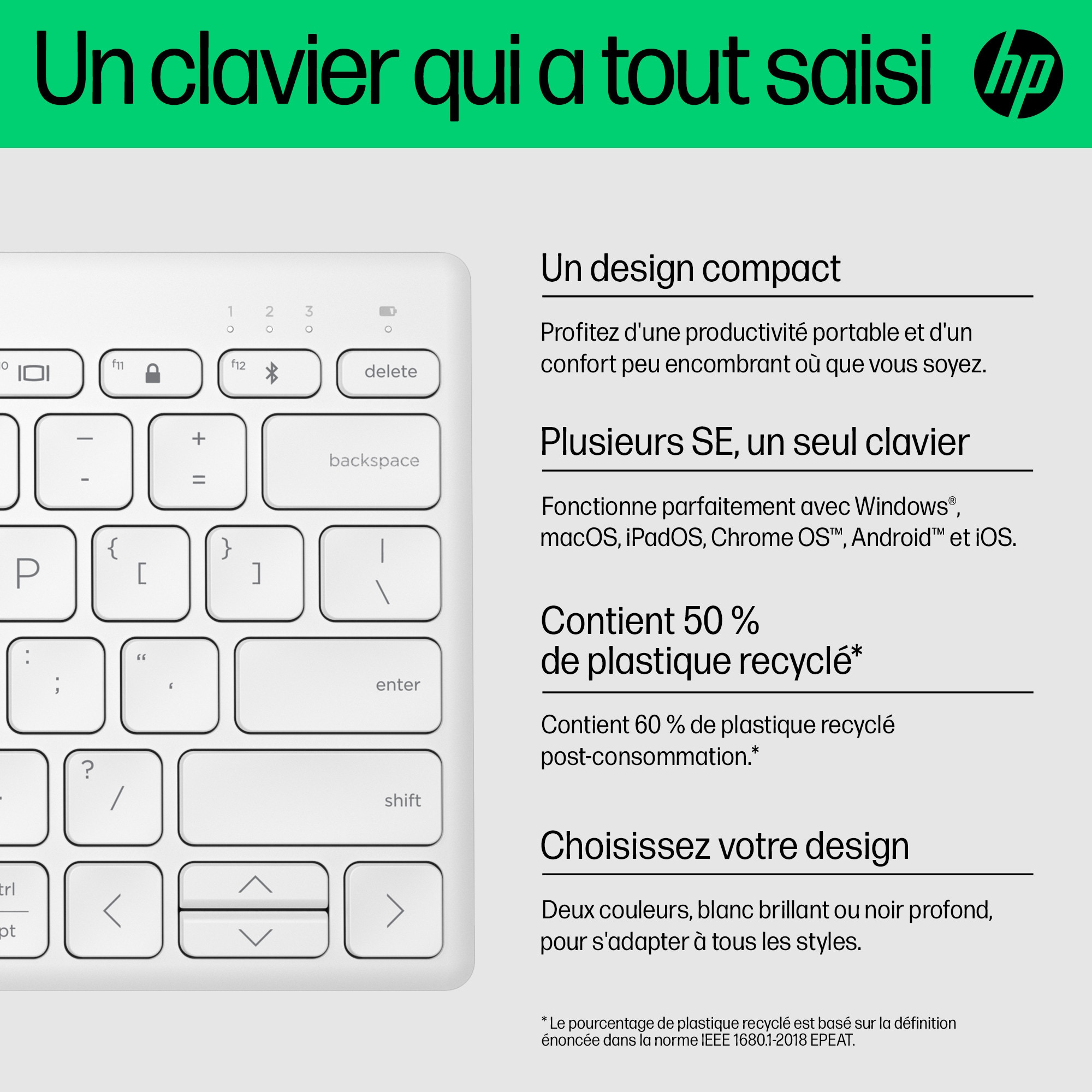 Hp Clavier Bluetooth Multi-périphériques Compact 350 à Prix