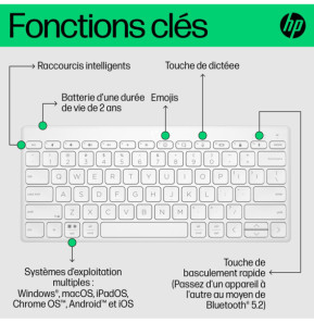 Clavier Bluetooth multi-périphériques compact HP 350  (692T0AA)