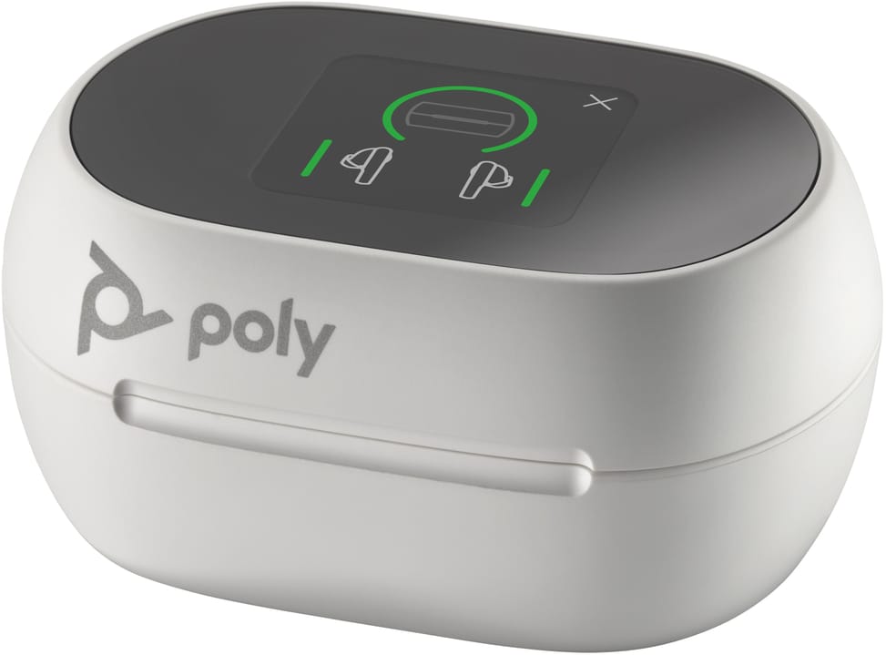 POLY Écouteurs sable blanc Voyager Free 60+ UC + adaptateur USB-A BT700 + étui de charge avec écran tactile (7Y8G5AA) — image 4