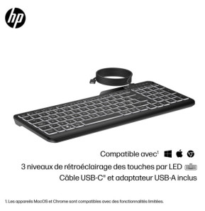 HP Clavier filaire rétroéclairé 400 Clavier filaire rétroéclairé HP 400  (7N7C0AA)