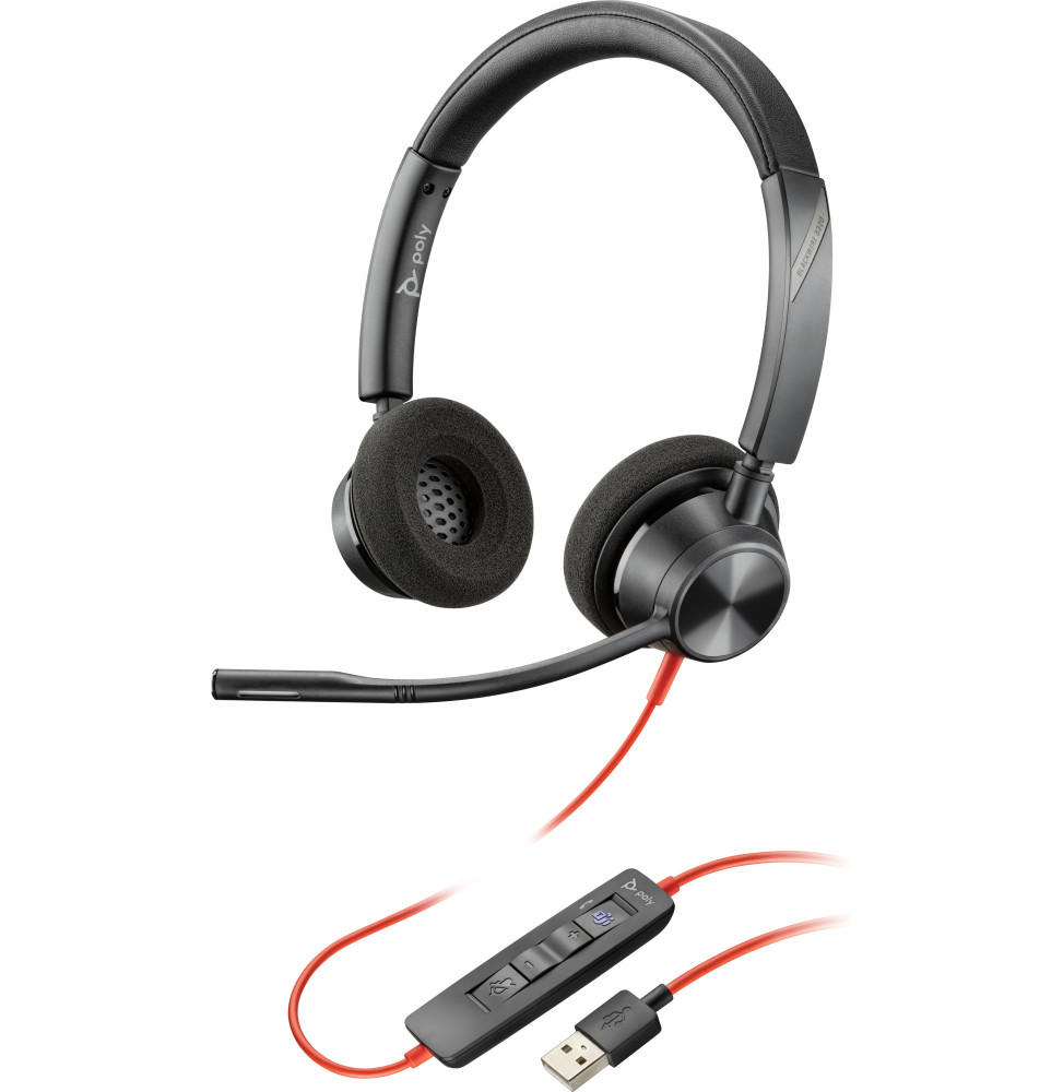 POLY Blackwire 3325-M Microsoft Teams Certified USB-A + 3.5mm Stereo Headset (76J21AA)