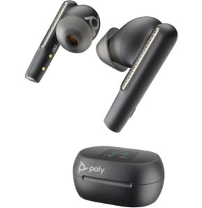 POLY Écouteurs noir charbon Voyager Free 60+ UC + adaptateur USB-C BT700 + étui de charge avec écran tactile (7Y8H2AA)
