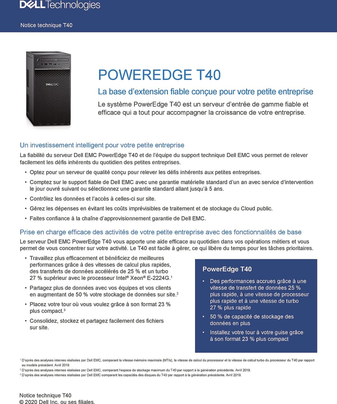 Serveur tour Dell PowerEdge T40 Xeon E-2224G (PET40-2224G)