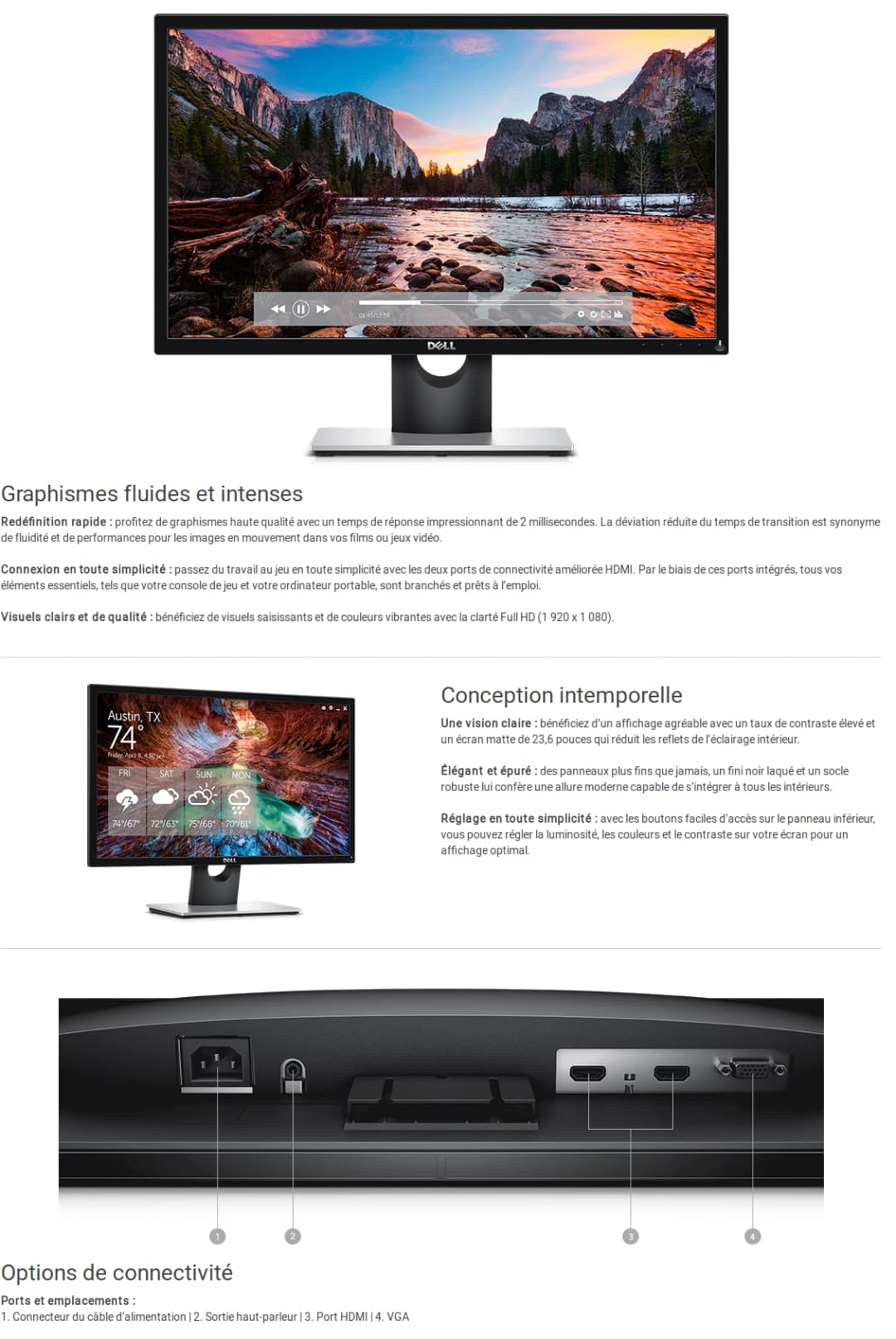 Écran 23,6" Full HD Dell SE2417HG (SE2417HG-3Y)