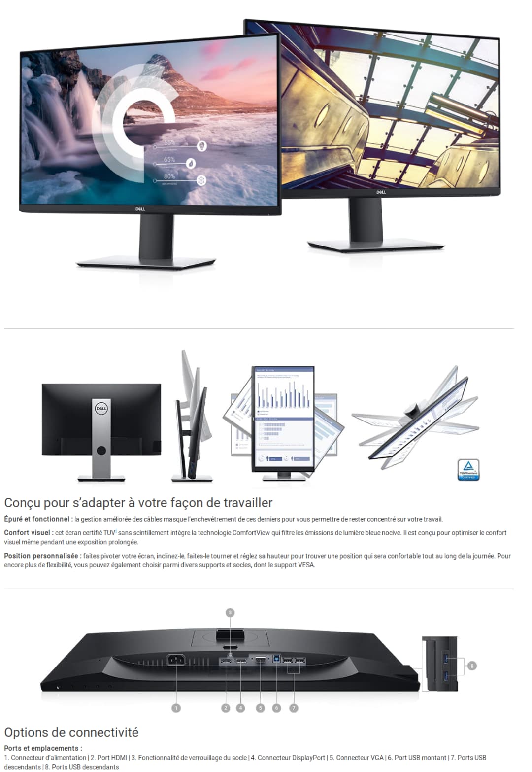 Écran 23,8" Full HD Dell P2419H (P2419H-3Y)