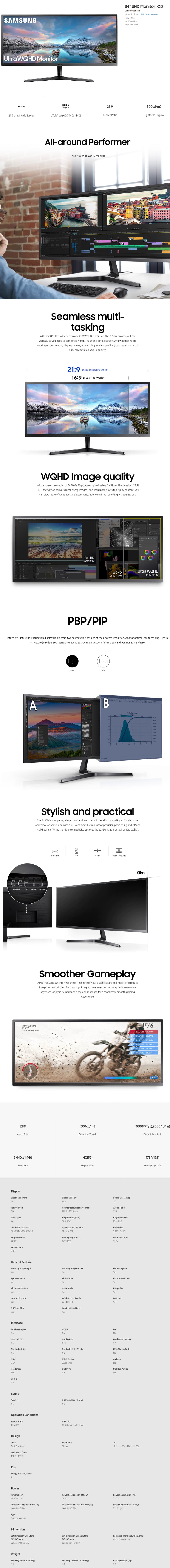 Écran 34" Ultra WQHD Samsung format 21:9 (LS34J550WQMXZN)