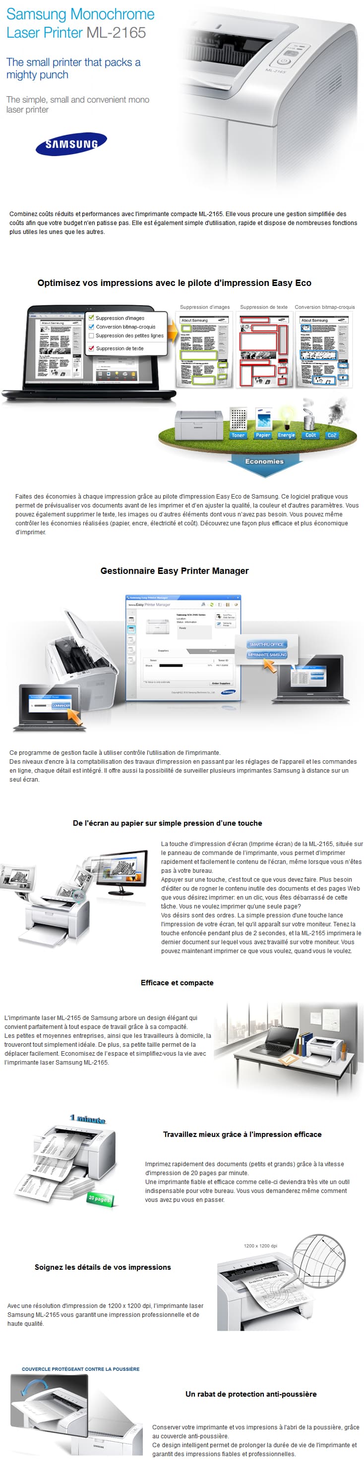 Imprimante laser monochrome Samsung ML-2165