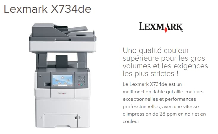Imprimante multifonction laser couleur Lexmark X734de (MS00355)