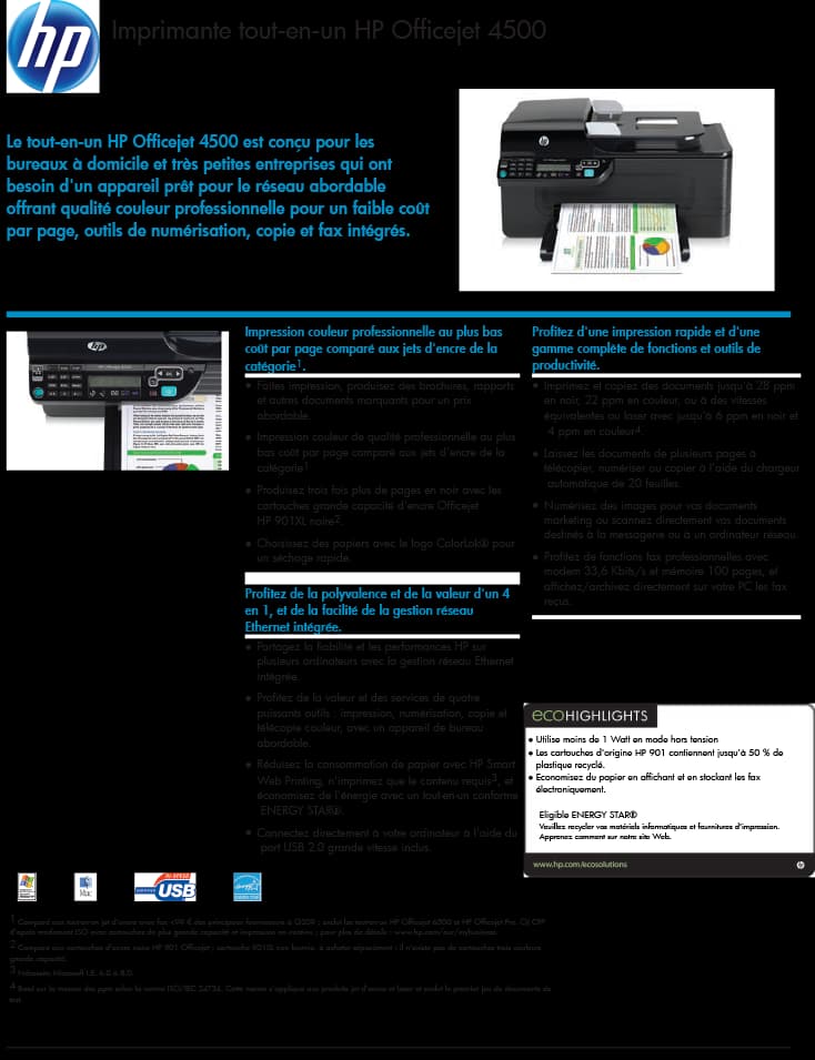 Imprimante tout-en-un HP Officejet 4500 (CB867A)