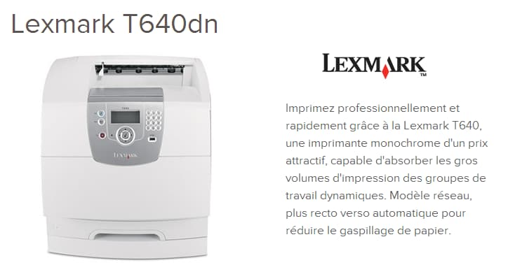 Imprimante laser monochrome Lexmark T640dn