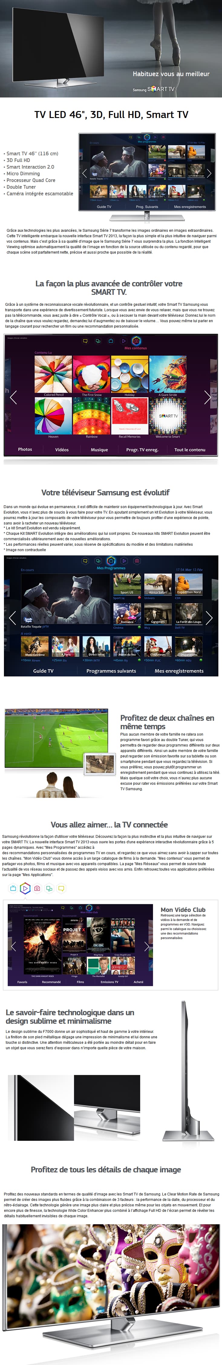 SMART TV 3D Samsung Série 7 LED Full HD 46"