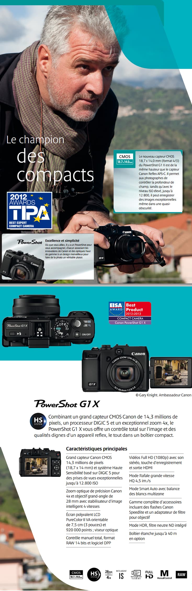 Appareil photo Canon PowerShot G1 X 14,3MP/4X + Etui et Carte SD offerts