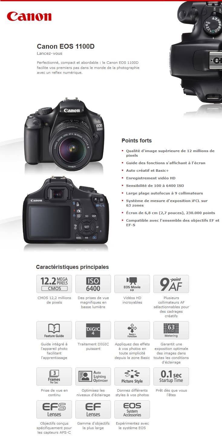 Reflex Canon EOS 1100D Black + 18-55 DC III
