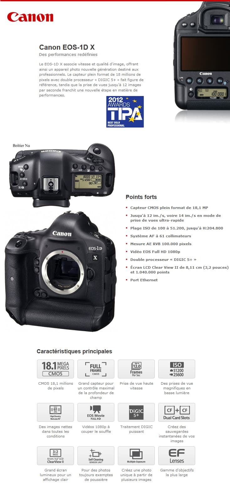 Reflex Canon EOS-1D X Boîtier Nu
