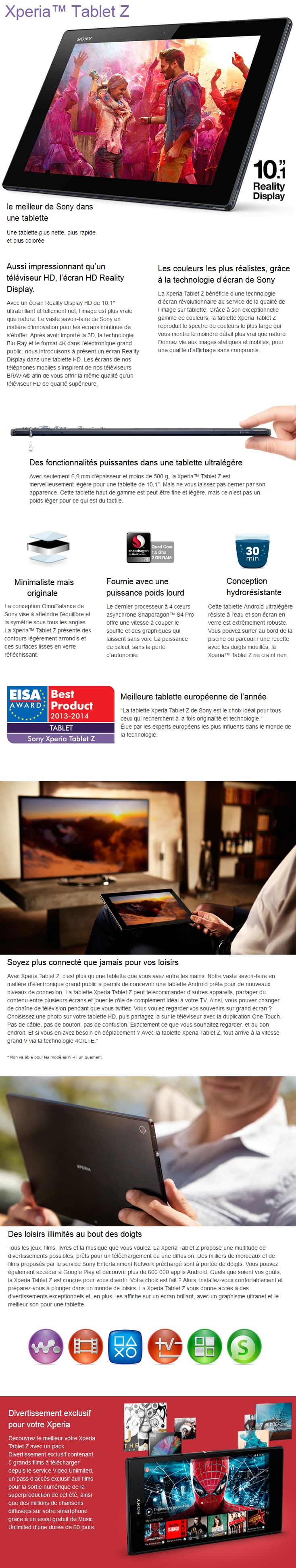 Tablette Xperia™ Tablet Z 10,1'' 16 GB