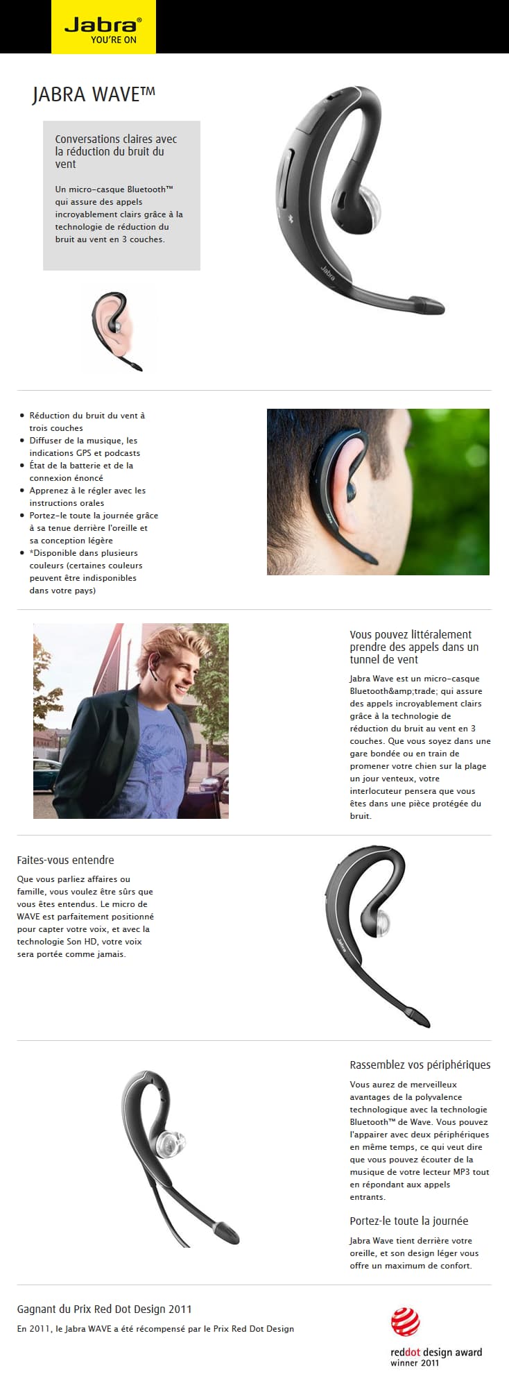 Oreillette bluetooth Jabra WAVE