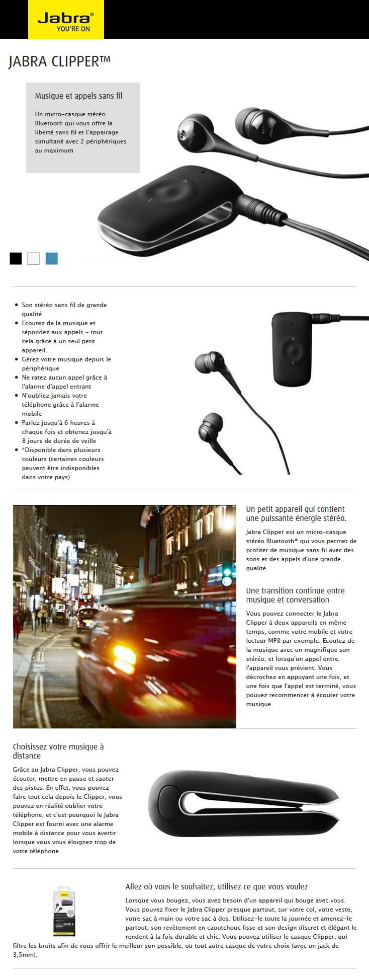 Ecouteur Binaural Jabra Clipper - Bluetooth