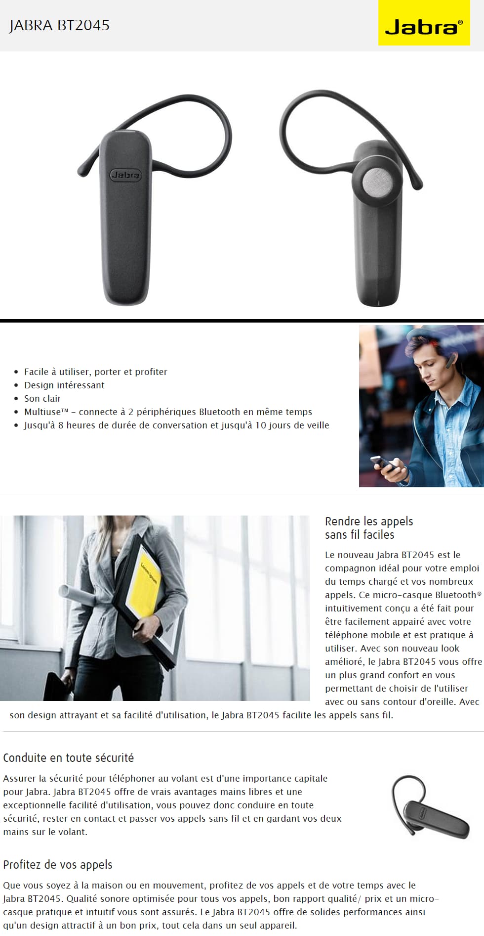 Oreillette bluetooth Jabra BT2045