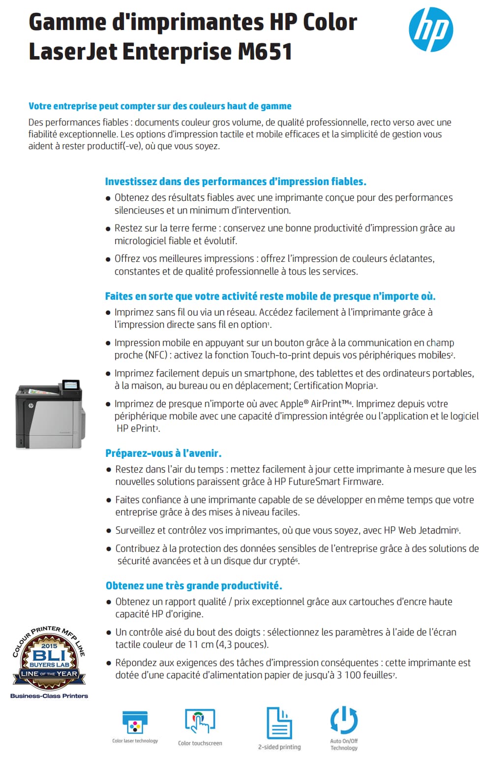 Imprimante Laser HP Color LaserJet Enterprise M651dn (CZ256A)