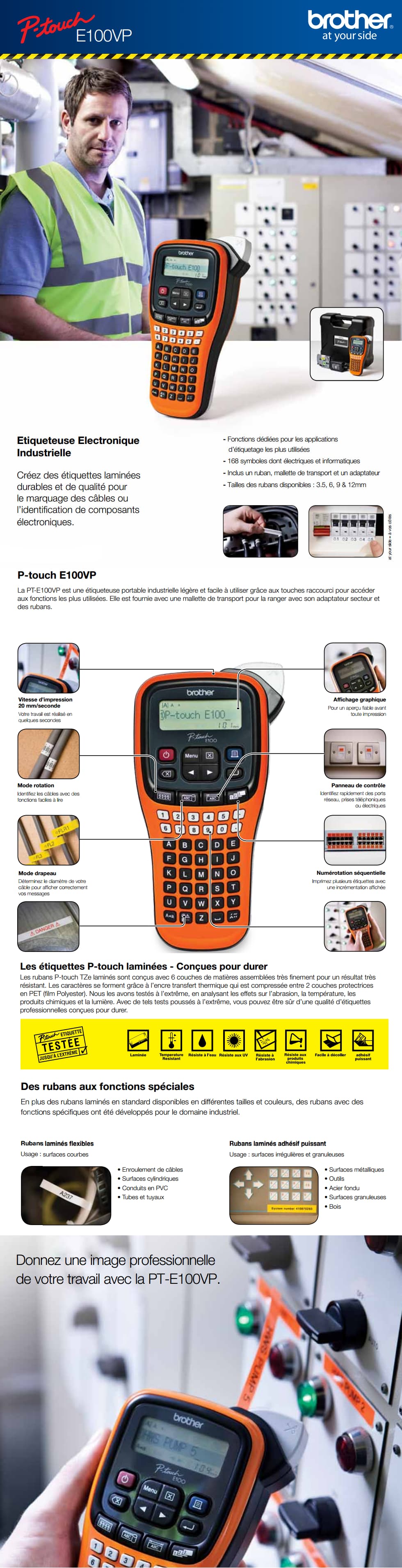Etiqueteuse portable Brother PT-E100VP