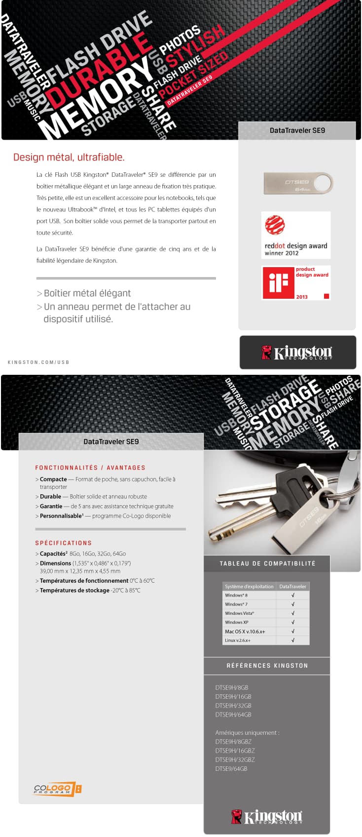 Clé USB Kingston DataTraveler SE9 Metal