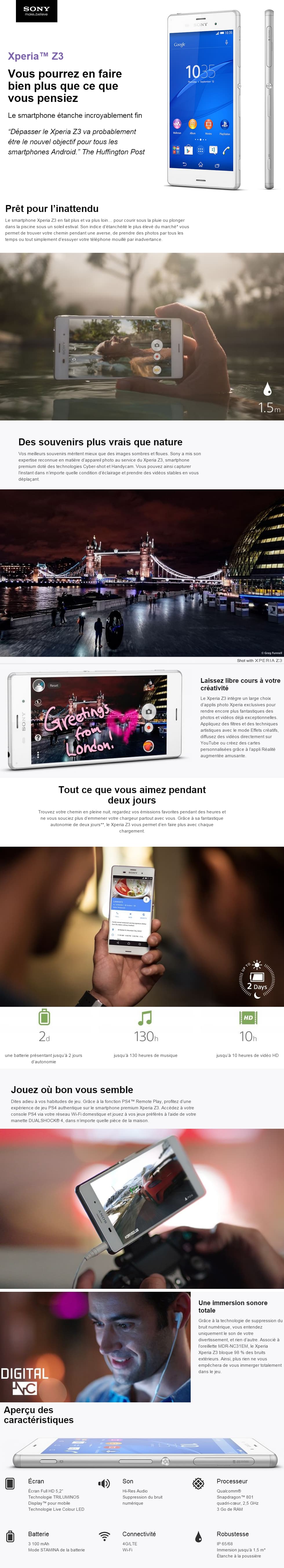 Smartphone 4G Sony XPERIA Z3