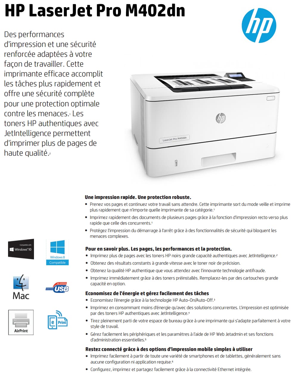 Imprimante Laser Monochrome HP LaserJet Pro M402dn (C5F94A)