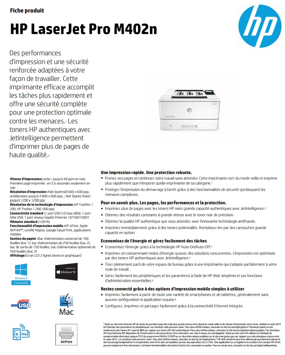 Imprimante Laser Monochrome HP LaserJet Pro M402n (C5F93A)