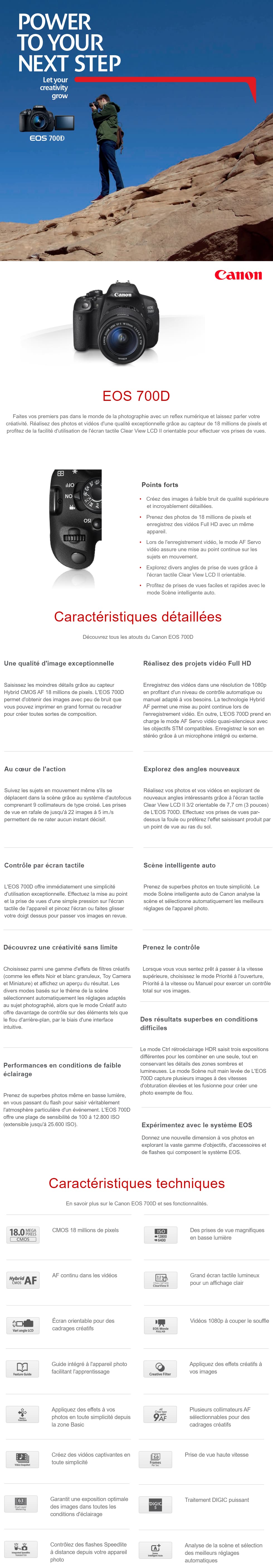 Reflex Canon EOS 700D + Objectif 18-55 DC