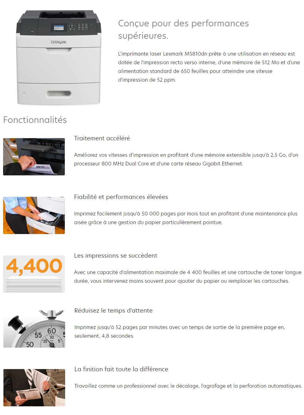Imprimante Monochrome Laser Lexmark MS810dn