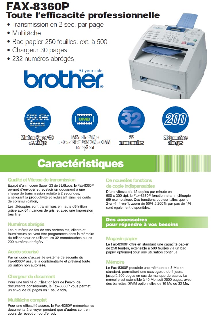 Brother FAX-8360P : Télécopieur laser copieur haute performance