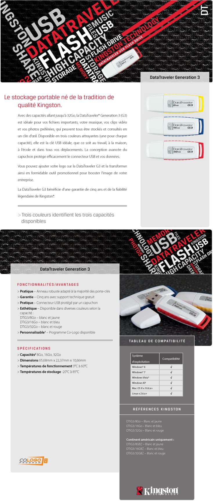 Clé USB Kingston DataTraveler Generation 3 (G3) - 8 GB