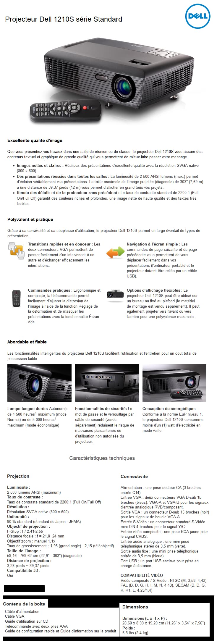 Projecteur professionnel Dell 1210S (1210S)