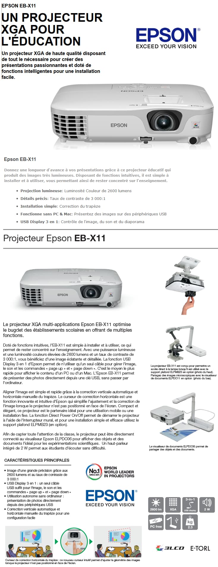 Projecteur XGA Epson EB-X11