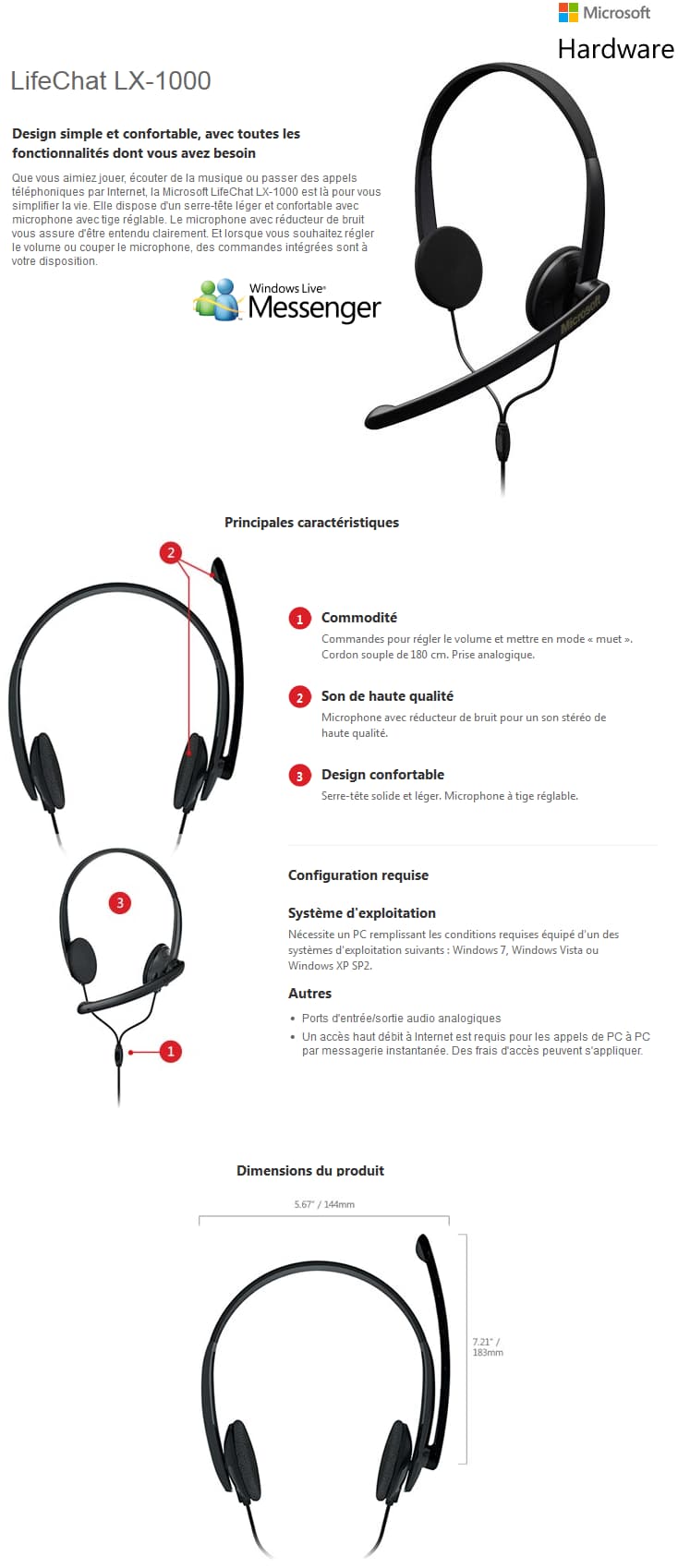 Microsoft LifeChat LX-1000 Noir (JTD-00009)