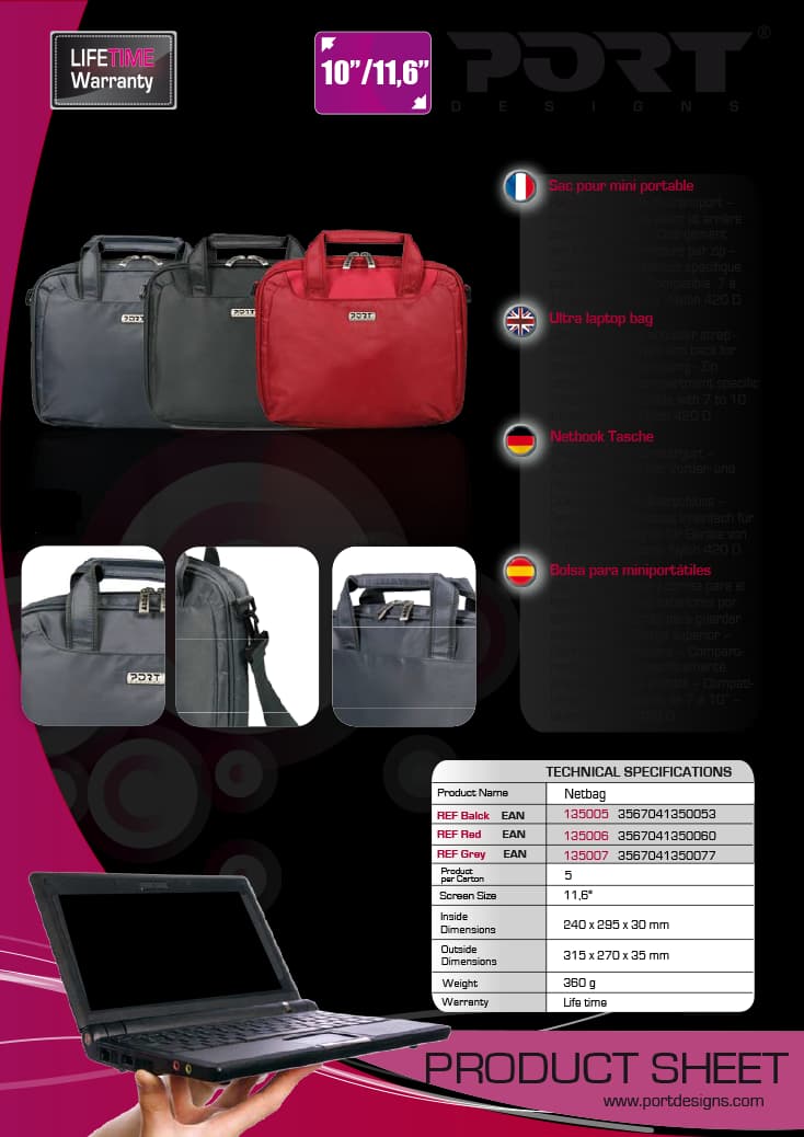 Sacoche Netbag Nylon 10/12'' - Port Designs