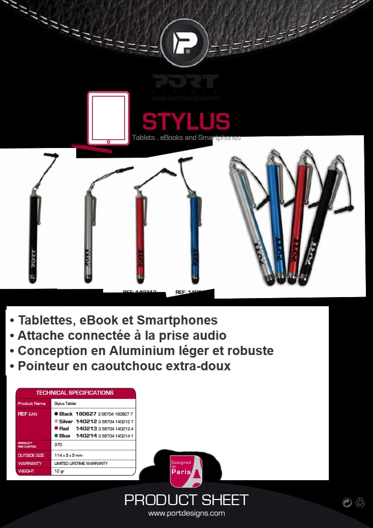 Stylus Tablet universel pour smartphone et tablette tactile - Port Designs