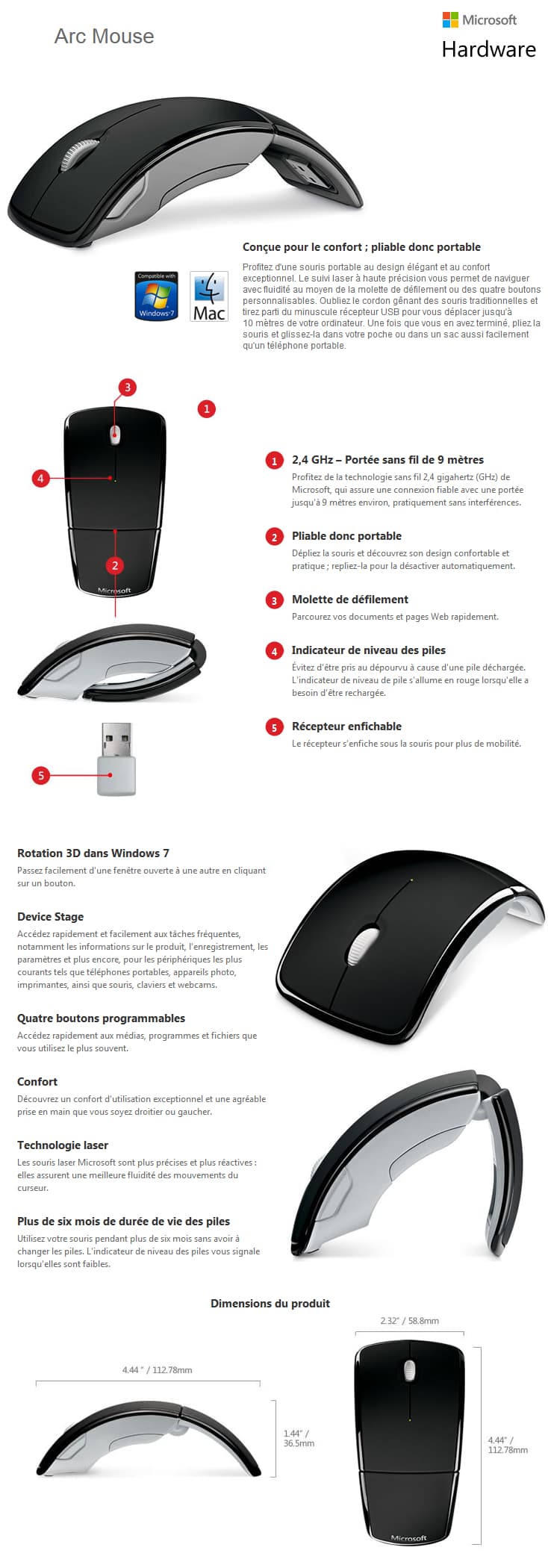 Souris sans fil Microsoft Arc Wireless Mouse