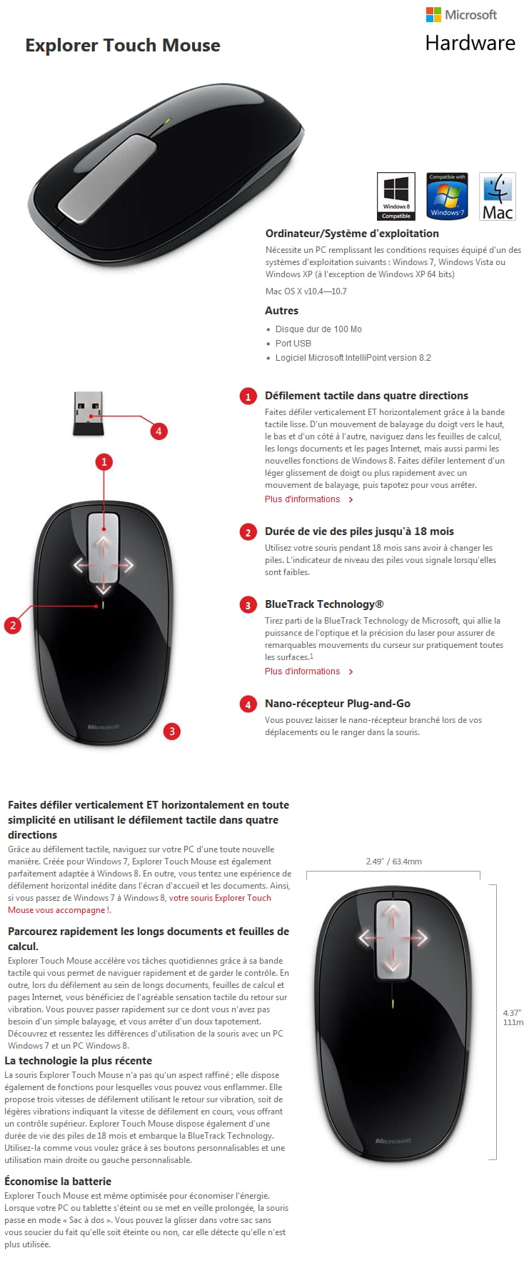 Souris sans fil Microsoft Explorer Touch Mouse