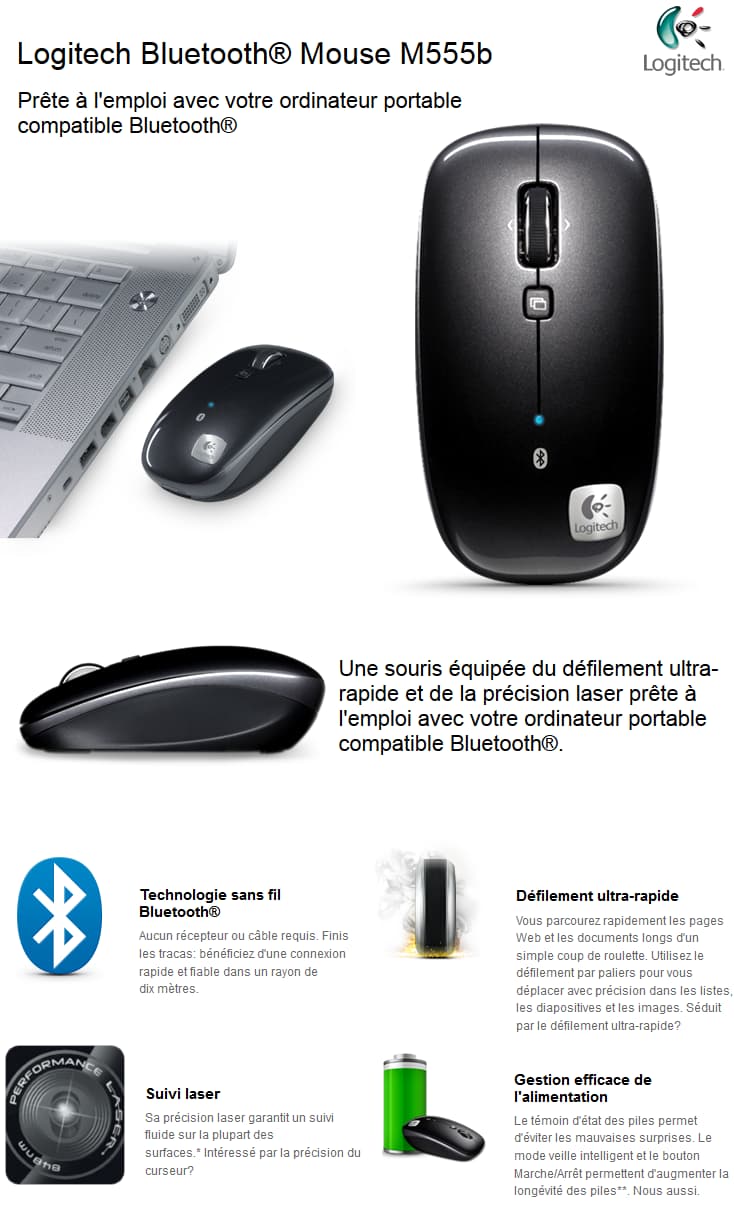 Souris sans fil Bluetooth Logitech M555b