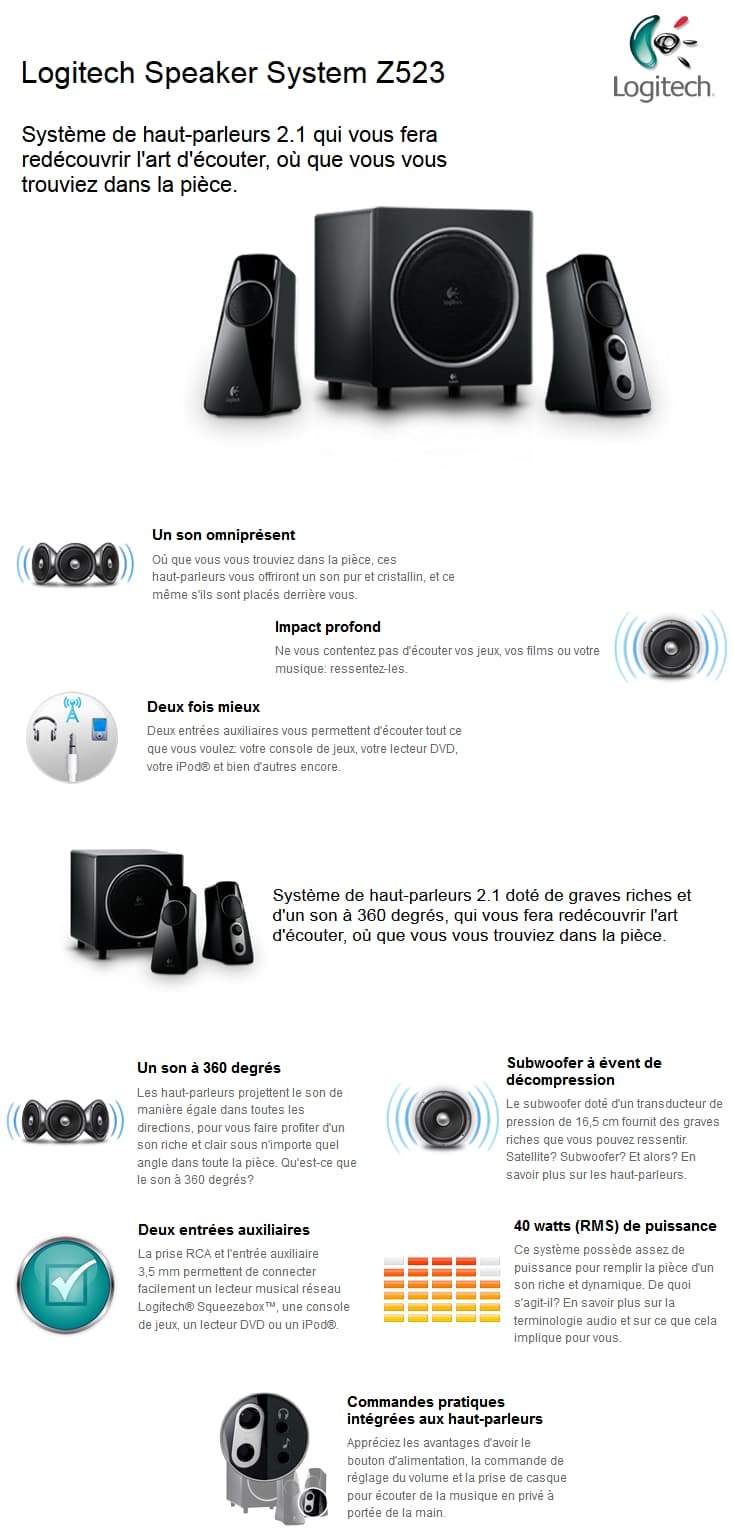 Logitech Speaker System Z523 - 2.1 - Jack 3.5 mm (980-000321)