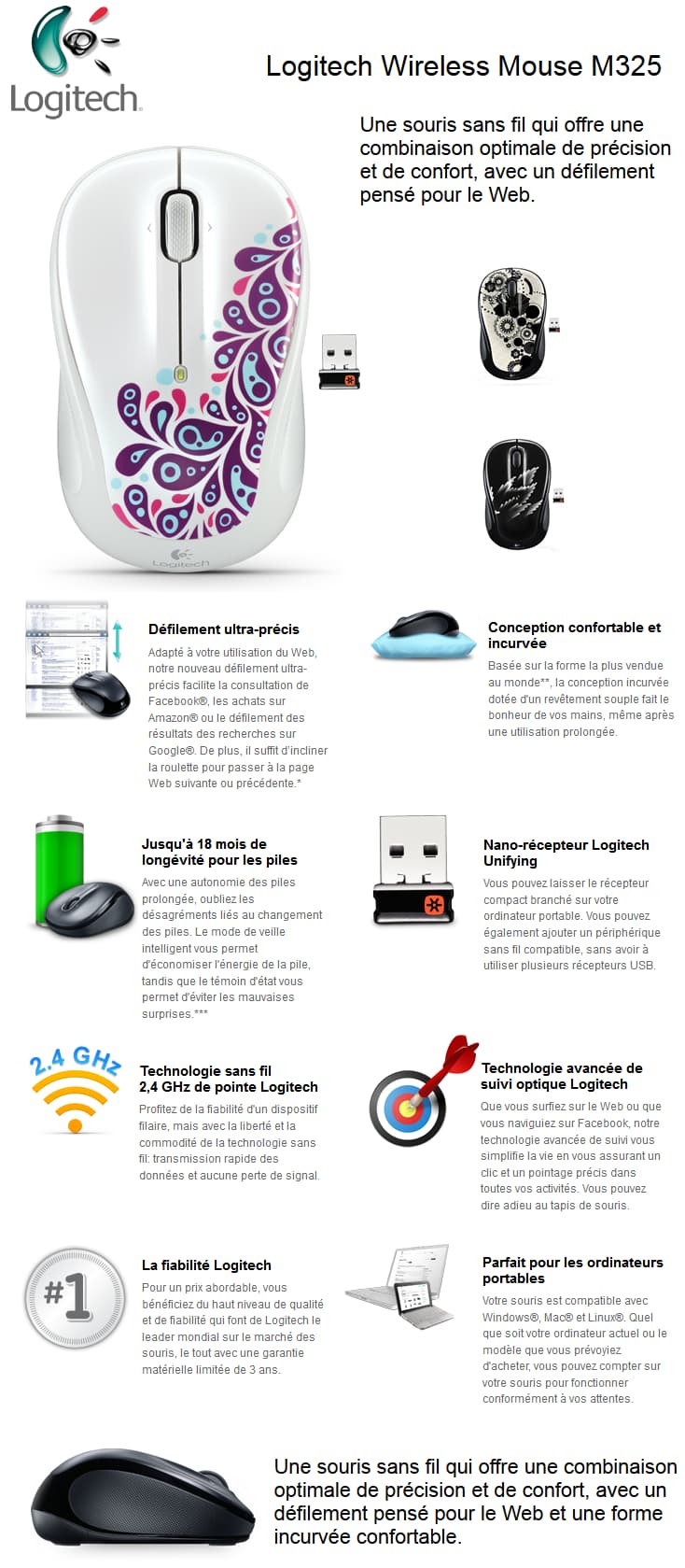 Logitech Wireless Mouse M325 - Souris optique sans fil