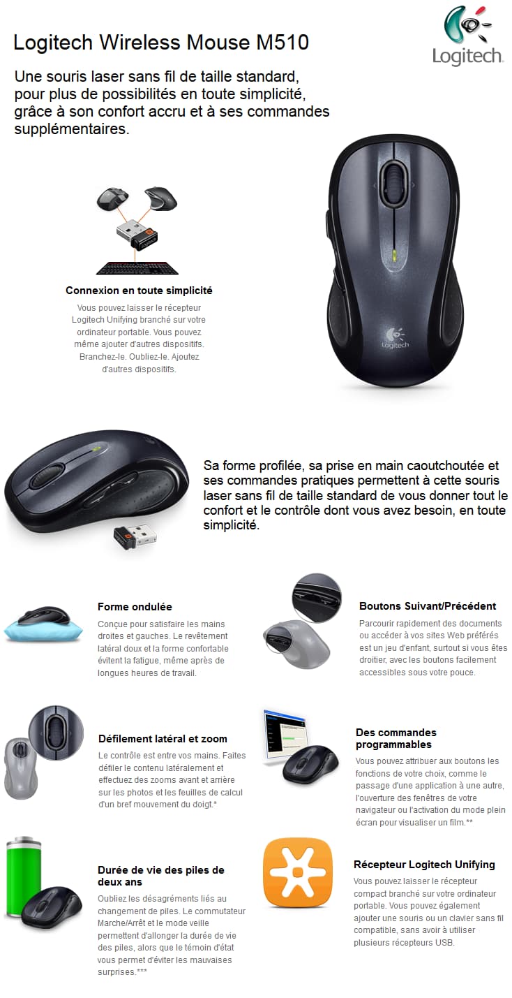 Souris Logitech Wireless Mouse M510