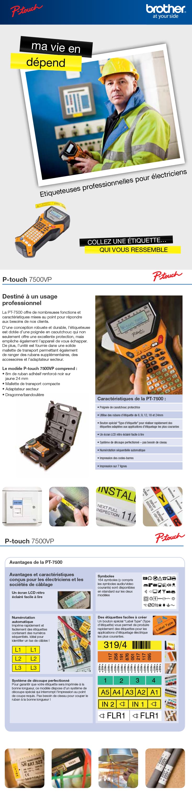 Etiqueteuse professionnelle portable Brother PT-7500VP