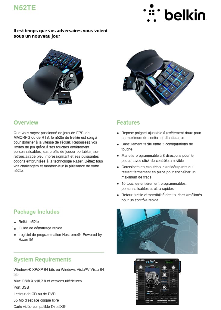 Pad pour joueur Belkin Nostromo SpeedPad n52te